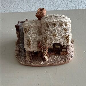 Rustic Village Cottage Sculpture in Cream and Brown